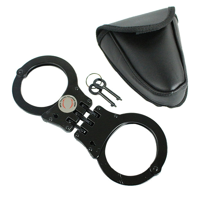 The Bone Edge  Tacticle Team Police Style Hinged Handcuffs Double Lock Black