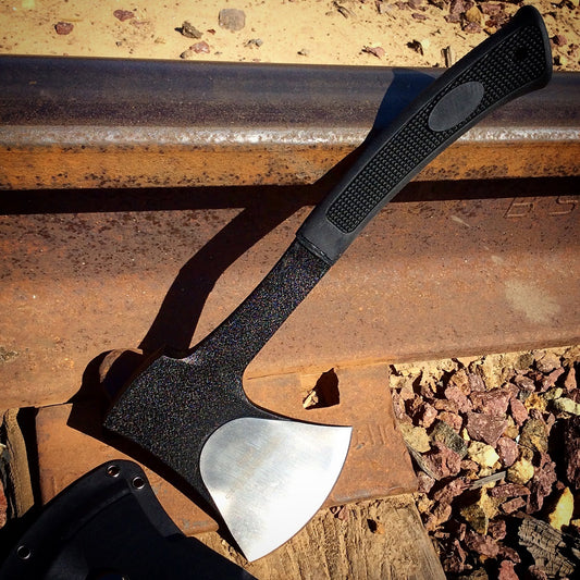 11" Black Tactical Axe Hatchet Black Buttoned Carbon Steel Blade Hunting New Axe