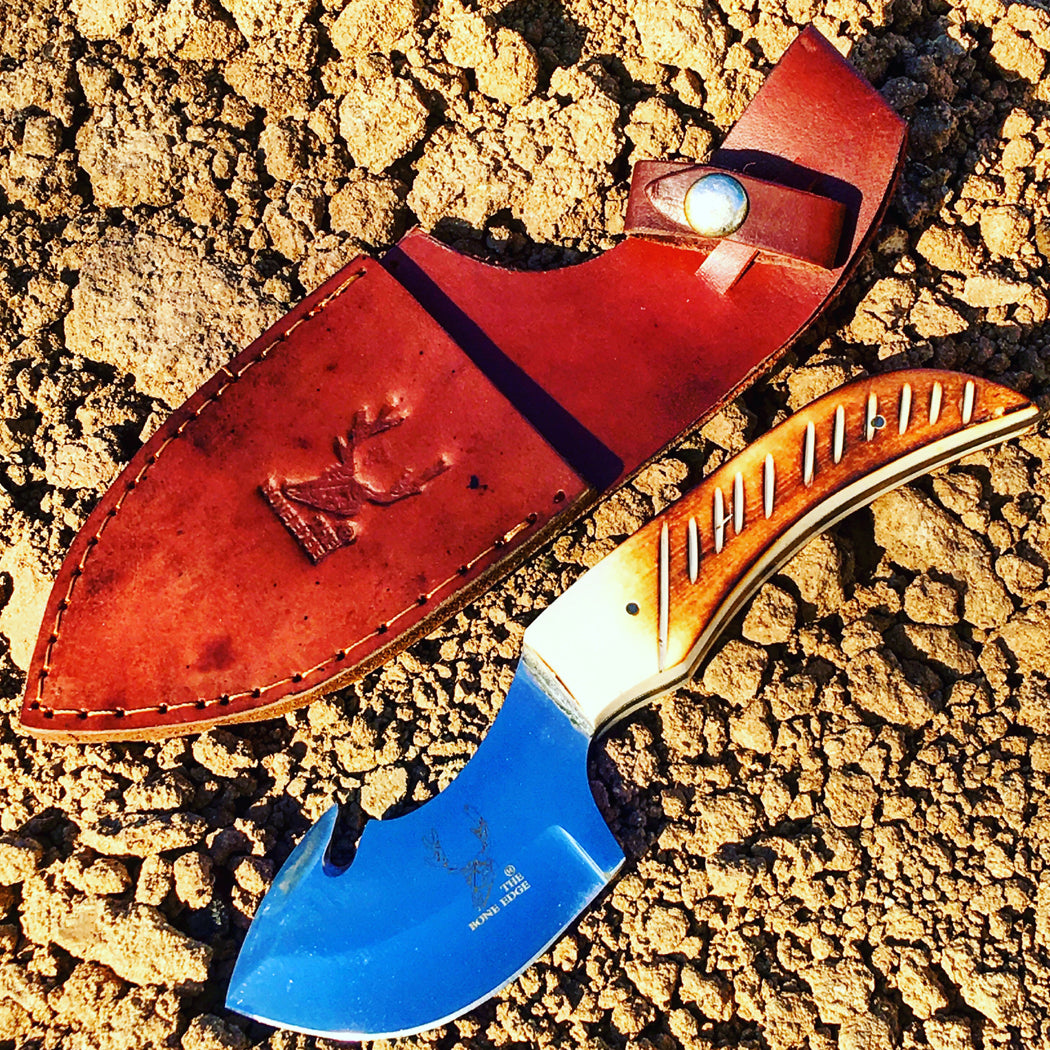 7.5" Skinner Knife Real Horn Handle Stainless Steel Sharp Hunting Knife Tactical
