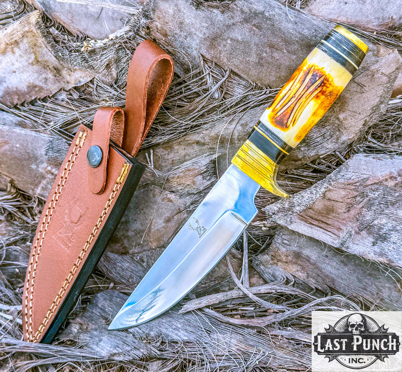 9.5" Skinner Fixed Blade Survival Hunting Knife Stainless Steel Leather Sheath