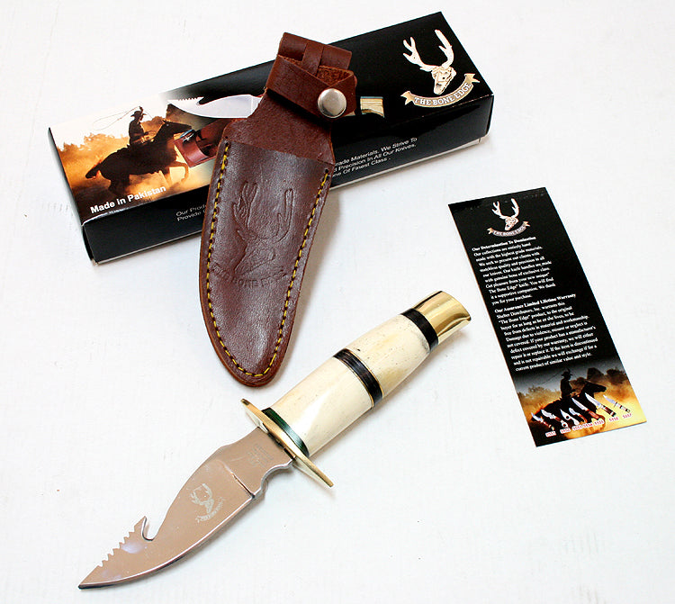 TheBoneEdge 9" Skinner Stainless Steel Blade Hunting Knife with Hook Sharp
