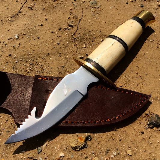 TheBoneEdge 9" Skinner Stainless Steel Blade Hunting Knife with Hook Sharp