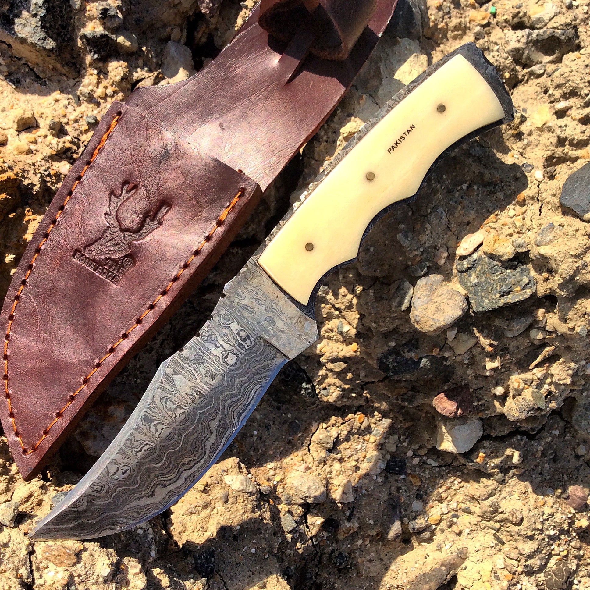 TheBoneEdge 8" Damascus Blade Skinner Knife Series