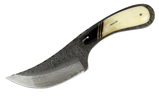 TheBoneEdge 8.5" Damascus Blade Skinner Knife Series Leather Sheath