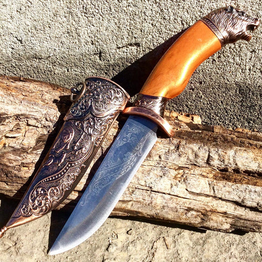 11" Dagger with Sheath Copper Color & Bear Design