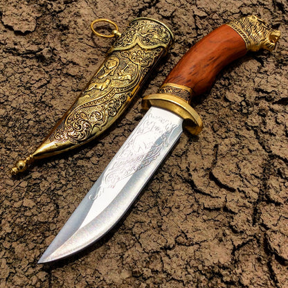 Defender 11" Dagger with Sheath Gold Color & Bear Design