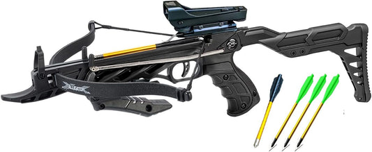 80lbs Hunting Self Cocking Pistol Crossbow Scope Package 225+ FPS All Black