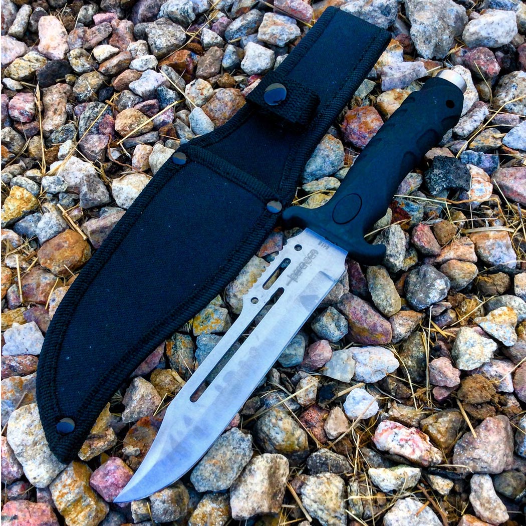 Defender 10.5" Hunting Knife Black Handle and Black Sheath