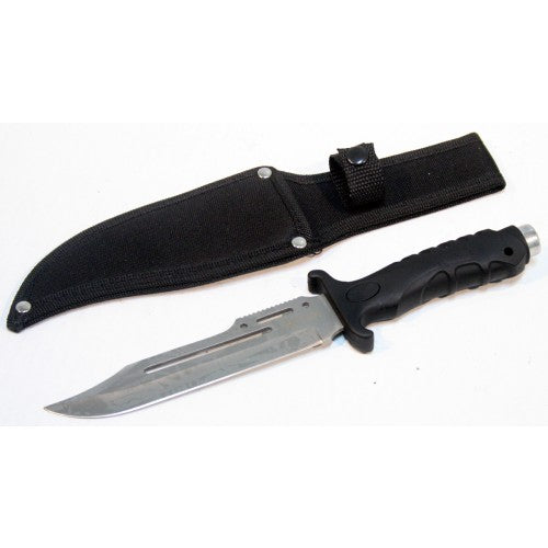 Defender 10.5" Hunting Knife Black Handle and Black Sheath