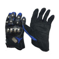 Perrini Blue & Black Motorbike Steel Knuckle Protection Powersports Racing Tactical Gloves