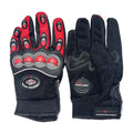 Perrini Red & Black Motorbike Rubber Knuckle Protection Powersports Racing Tactical Gloves