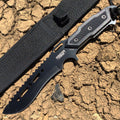 12" Hunting Knives Steel Blade Silver & Black Knife Nylon Sheath
