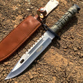 13.5" Military Survival Rambo Fixed Blade Hunting Knife Bayonet Tactical Bowie - Camo