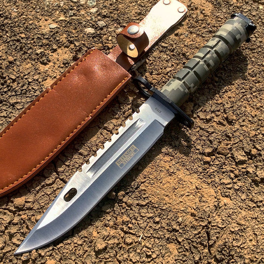 13.5" Military Survival Rambo Fixed Blade Hunting Knife Bayonet Tactical Bowie - Camo