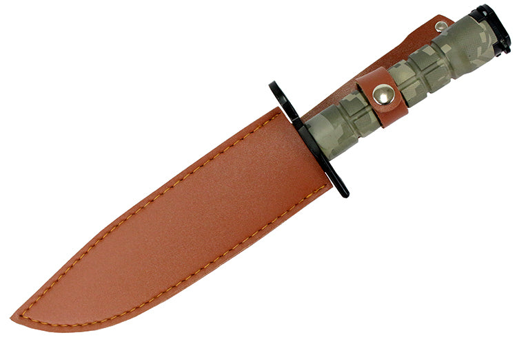 13.5" Military Survival Rambo Fixed Blade Hunting Knife Bayonet Tactical Bowie - Camo
