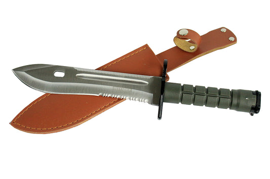 13.5" Military Survival Rambo Fixed Blade Hunting Knife Bayonet Tactical Bowie M9 - Green