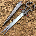 10.5" Dark Silver Color Handle Renaissance Scissors Dagger with Sheath