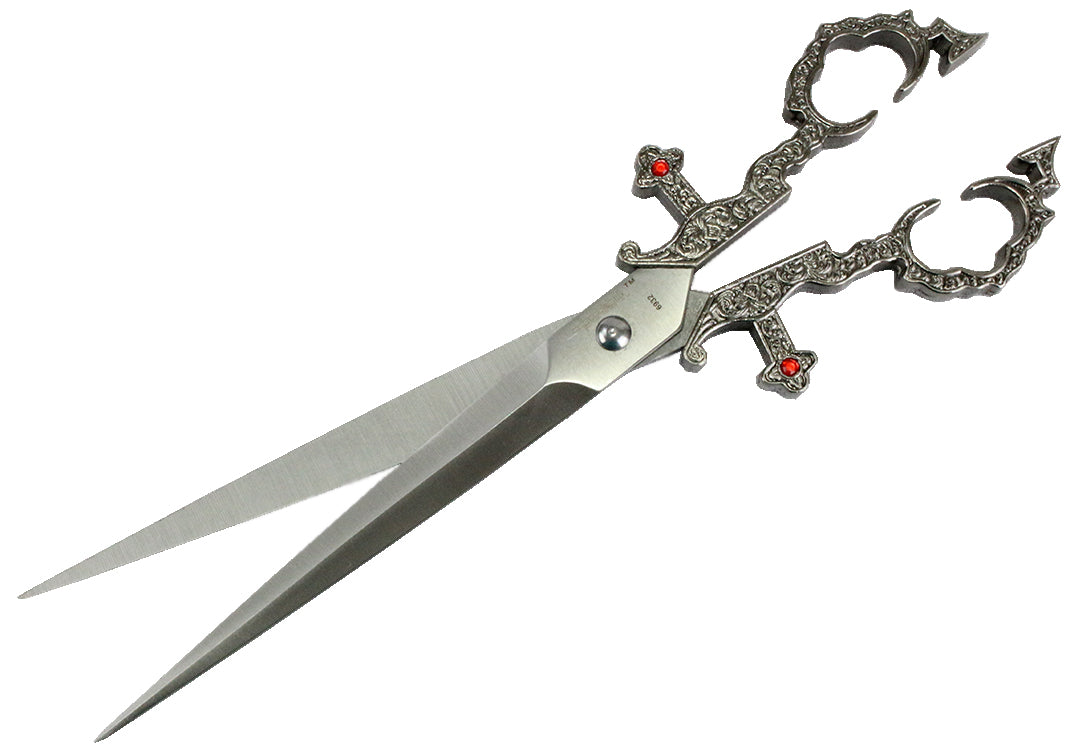 10.5" Dark Silver Color Handle Renaissance Scissors Dagger with Sheath
