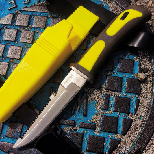 9" Adventure At Nature Dive Knife Scuba Diving Spearfishing Outdoor Knives Yellow