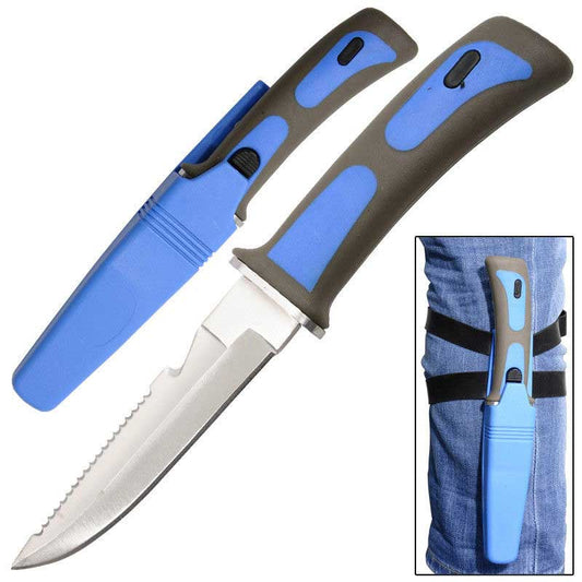 9" Adventure At Nature Dive Knife Scuba Diving Spearfishing Outdoor Knives Blue