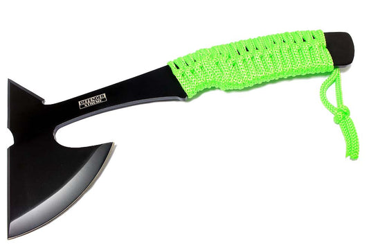 Defender-Xtreme 9" Full Tang Hunting Axe Stainless Steel Blade Green Nylon Handle with Sheath