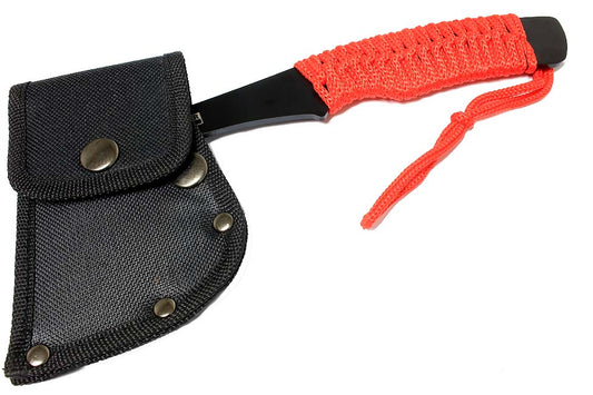 Defender-Xtreme 9" Full Tang Hunting Axe Stainless Steel Blade Red Nylon Handle with Sheath
