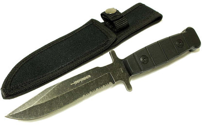 9" Hunting Knives Stainless Steel Tactical Knife Stone Wash Blade With Sheath