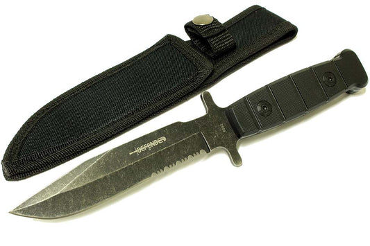 9" Hunting Knives Stainless Steel Tactical Knife Stone Wash Blade With Sheath
