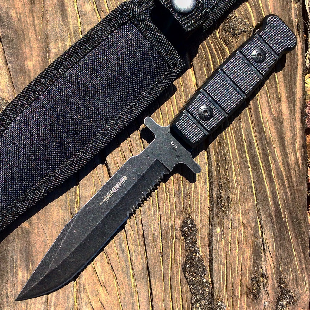 9" Hunting Knives Stainless Steel Tactical Knife Stone Wash Blade With Sheath