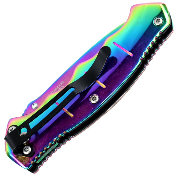 6.25" Defender Xtreme Multi Color Folding Spring Assisted Knife