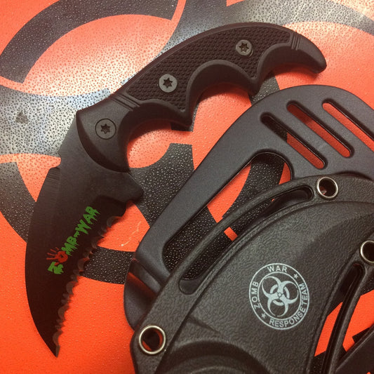 5.75" Zomb-War Black Boot Skinner Knife with Sheath
