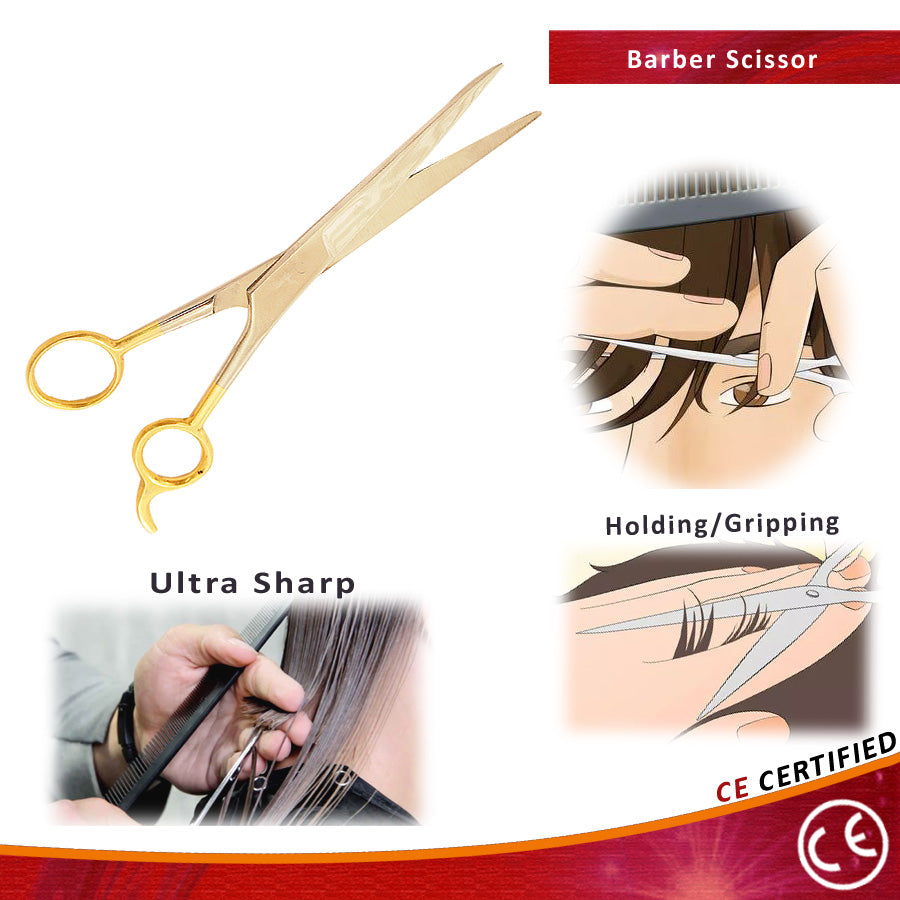 7.5" Gold Handle Barber Hair Cutting Scissor  Premium Salon Shear Tool