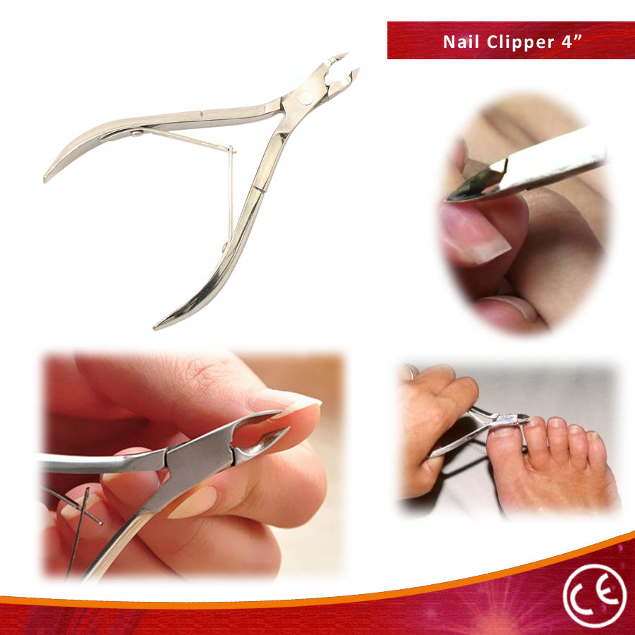 4" Cuticle Nail Clipper  Small Half Jaw, Double Spring, High Quality