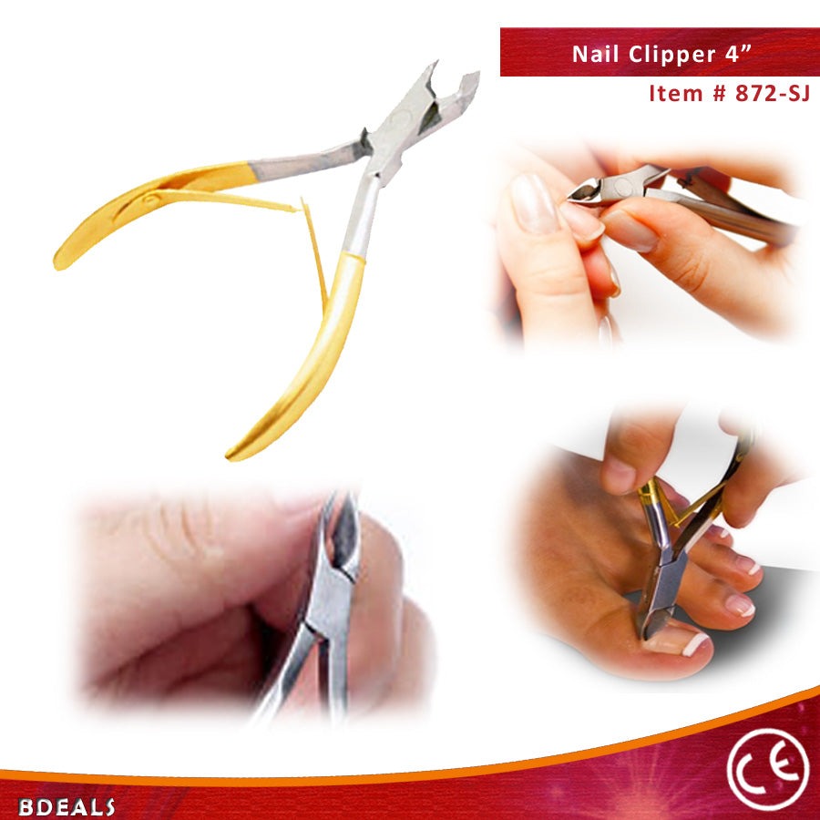 4" Gold Cuticle Nipper Small Jaw Double Spring Stainless Steel Tool