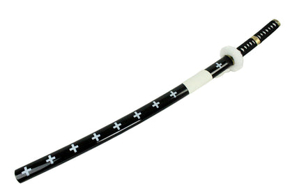41" Black & White Collectible Katana Samurai Sword with Cross Design Japanese