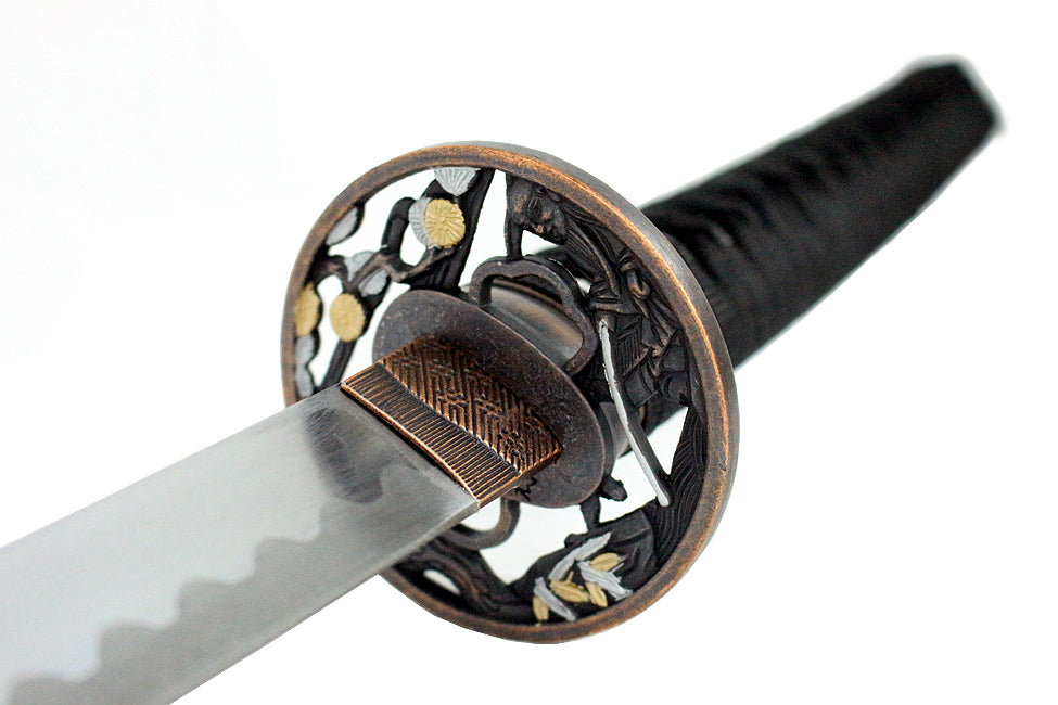 40.5" Black Collectible Katana Samurai Sword With Flower Design