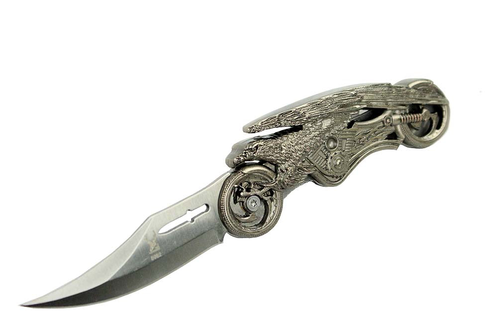 7.5" Tactical Survival Folding Blade Knife Pocket Gift Eagle Handle New