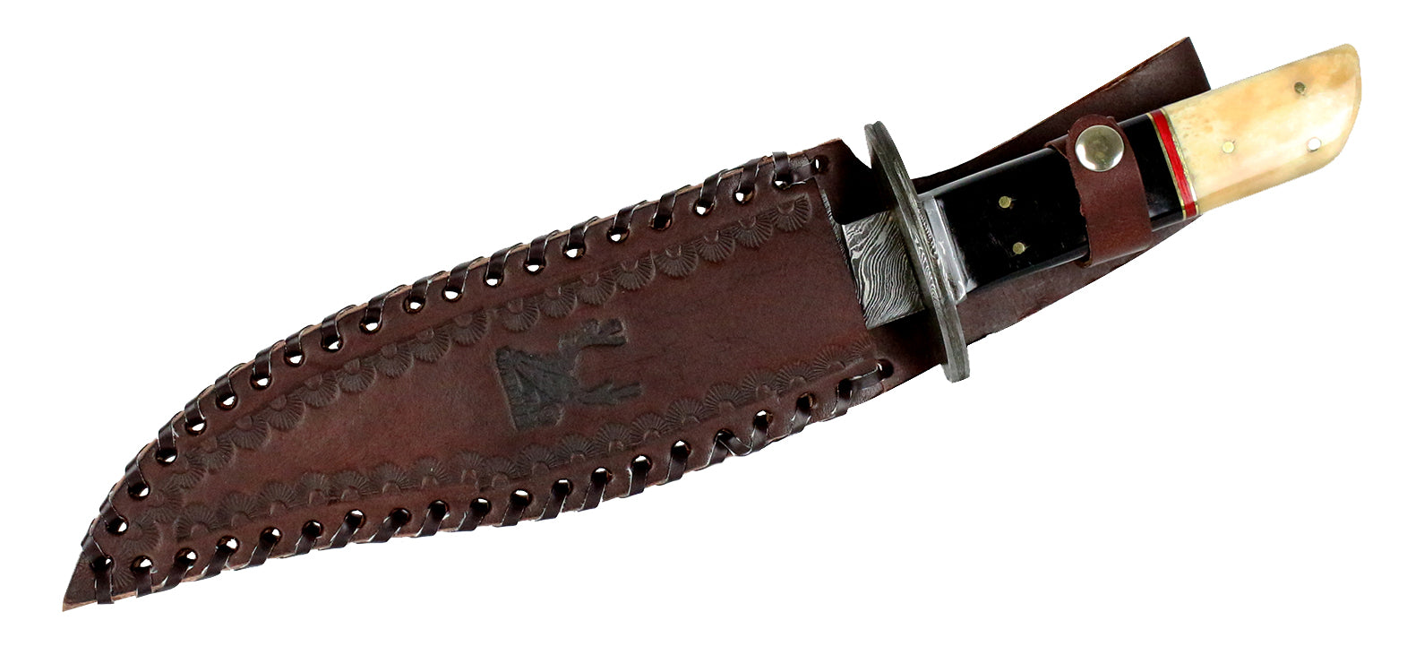 TheBoneEdge 12.5" Damascus Steel Stag Horn Handle Hunting Knife Hand Made
