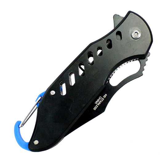 6.5" Defender Xtreme Spring Assisted Knife Black Mathe-Like Color with Key Chain Clip