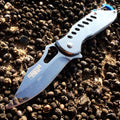 6.5" Defender Xtreme Spring Assisted Refelctive Gray Knife with Keychain Clip