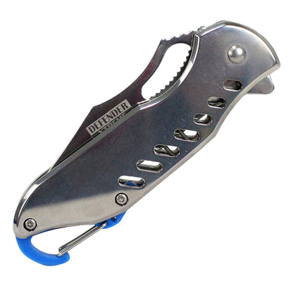 6.5" Defender Xtreme Spring Assisted Refelctive Gray Knife with Keychain Clip