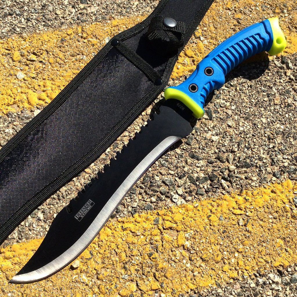 16" Fixed Blade Hunting Knife Straight Camping Outdoor Knives Tactical Green /Sheath