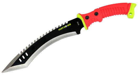 16" Curved Blade Hunting Knife Straight Camping Outdoor Knives Tactical Red /Sheath