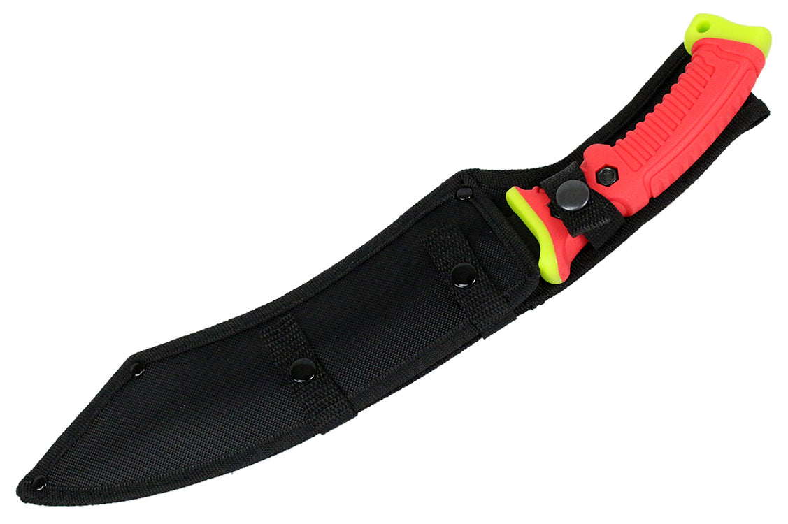 16" Curved Blade Hunting Knife Straight Camping Outdoor Knives Tactical Red /Sheath