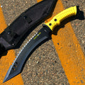 16" Curved Blade Hunting Knife Straight Camping Outdoor Knives Tactical Yellow /Sheath