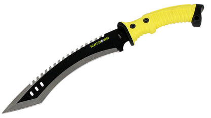 16" Curved Blade Hunting Knife Straight Camping Outdoor Knives Tactical Yellow /Sheath