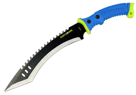 16" Curved Blade Hunting Knife Straight Camping Outdoor Knives Tactical Green /Sheath