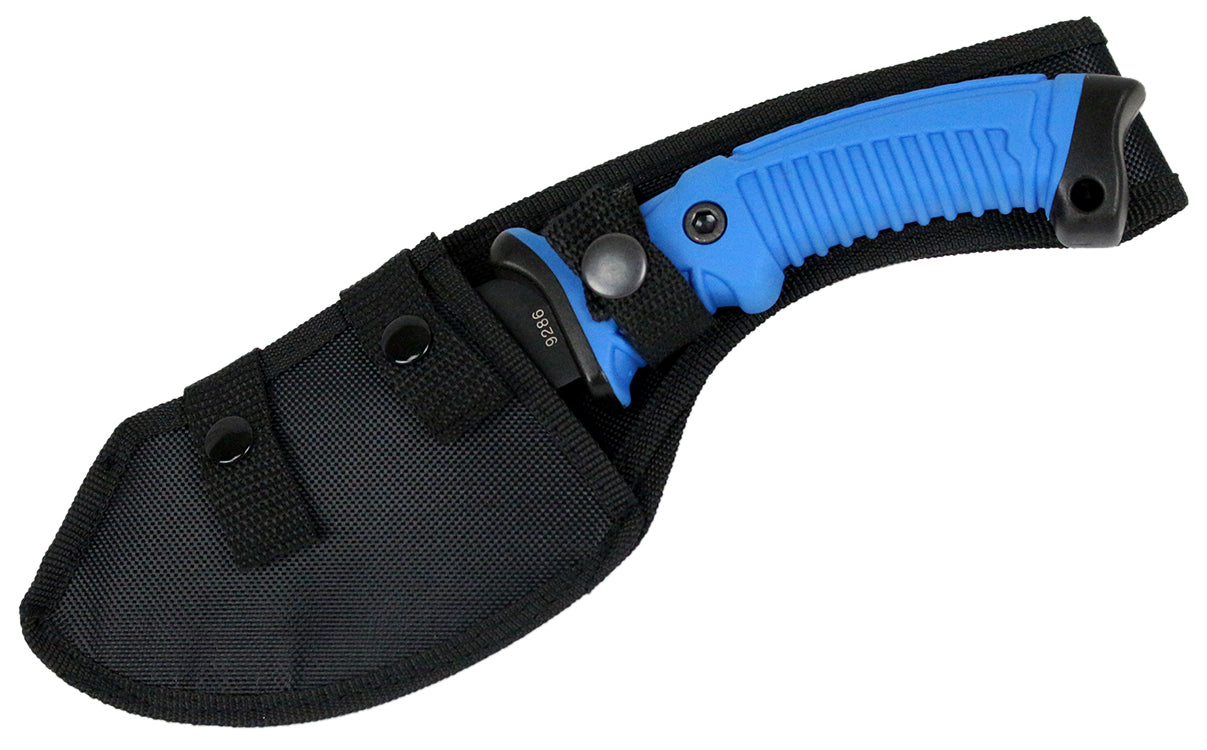 10.5" Hunt-Down Axe Throwing Hatchet Gut Hook Serrated Edge Rubber Grip W/ Sheath