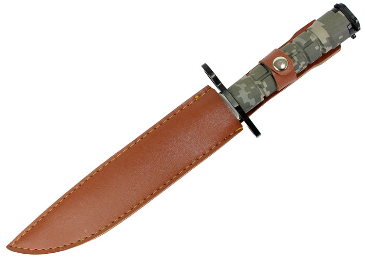 13.5" Military Survival Rambo Fixed Blade Hunting Knife Bayonet Tactical Bowie - Camo