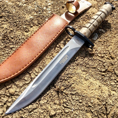 13.5" Military Survival Rambo Fixed Blade Hunting Knife Bayonet Tactical Bowie - Digital Camo